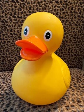 Jumbo Classic Yellow Rubber Duck Toy with Orange Beak. 8 1/2” x 8 1/2”.